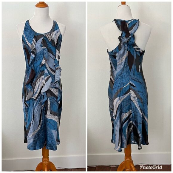 Banana Republic Dresses & Skirts - NWT Banana Republic sz M Silk Long Ruffle Geometric Print Dress sexy lightweight